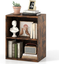 Rustic Brown 2-Cube Bookshelf - Multi-Functional Storage for Home Office