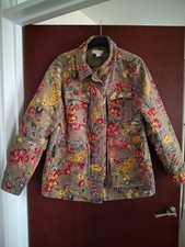H&M Heavy Cotton Floral Jacket - Zip and Poppers - 4 Pockets - Size EU 42