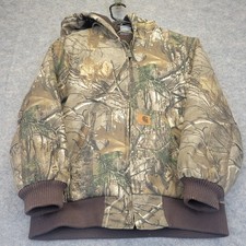 Carhartt Quilted Hooded Full Zip Jacket Kids Size M 10-12 Camo RN 13706