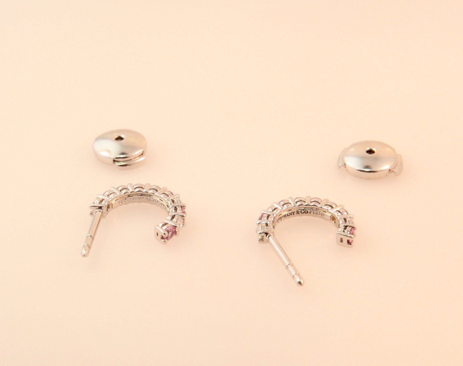 Tiffany & Co. Forever 2.2mm Shared-Setting Pink Sapphire Diamond Hoop ...