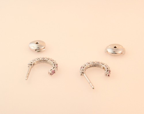 Tiffany & Co. Forever 2.2mm Shared-Setting Pink Sapphire Diamond Hoop ...