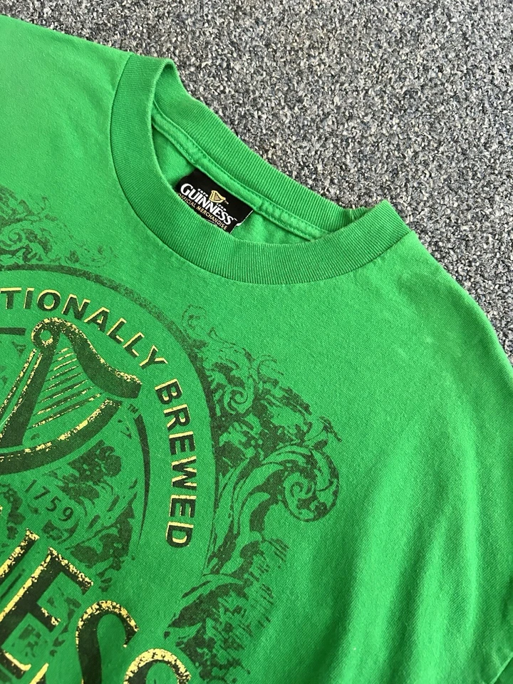 Camisa Guinness Cerveza Irlandesa Alcohol Vintage Años 90/Y2k Verde Grunge Streetwear, XL Foto 3 de 4