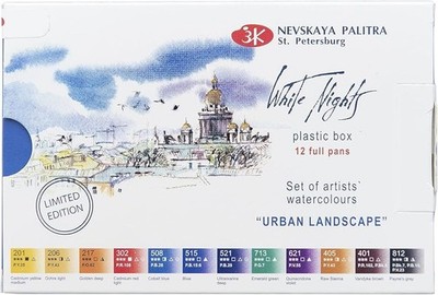 WHITE NIGHTS  Künstler-Aquarellfarben Set Urban Landscape   12 Näpfchen