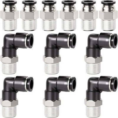 Pneumatic Push Connect Fittings Elbow Straight Set