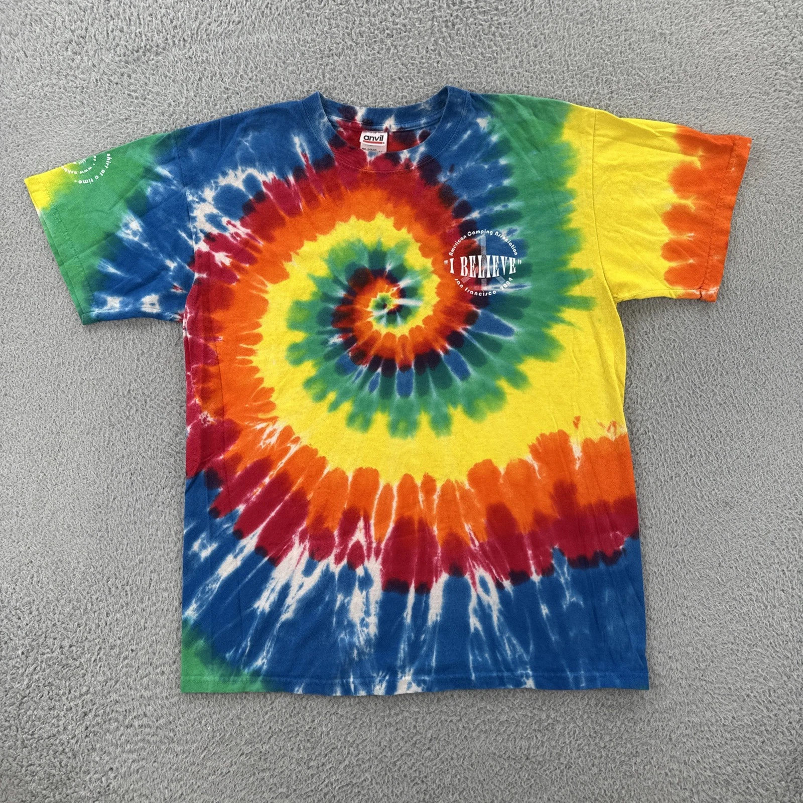 Vtg Anvil Mens Medium Tie Dye T Shirt American Camping Association San Francisco