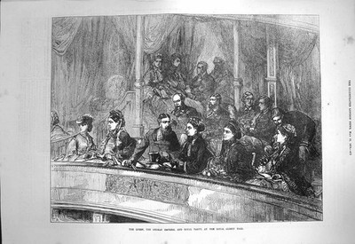 Alter antiker Druck 1872 Königin Deutsche Kaiserin Königliche Partei Albert Hall Schatulle 19.