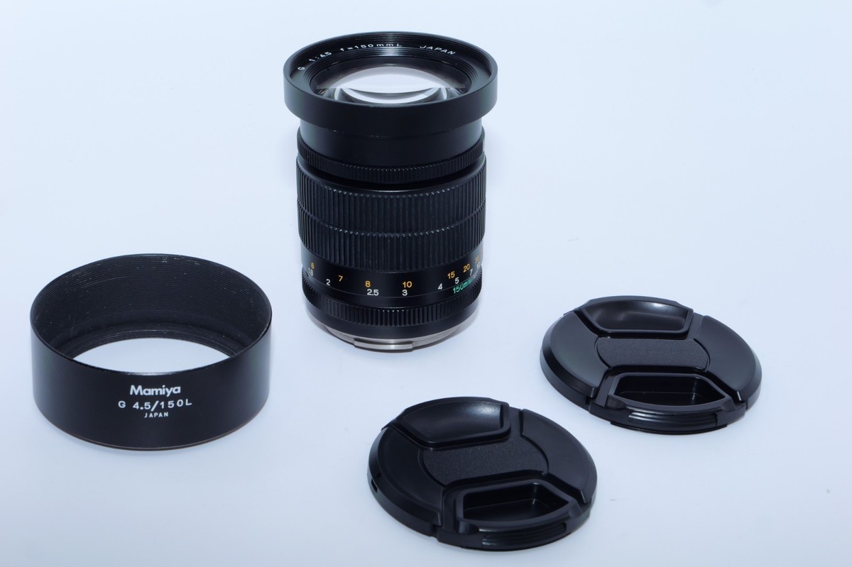 Mamiya G 150mm f4.5 L Telephoto Lens for Mamiya 6, 6MF. Hood