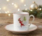 Festive Wendover Lane Christmas Demitasse Cup and Saucer By Mary Kober — photo 1