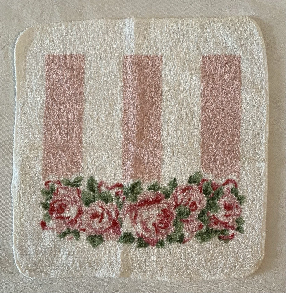 Juego de toallas de baño Laura Ashley rosa Country Roses rosa rayas florales cabaña 2 piezas Foto 3 de 4