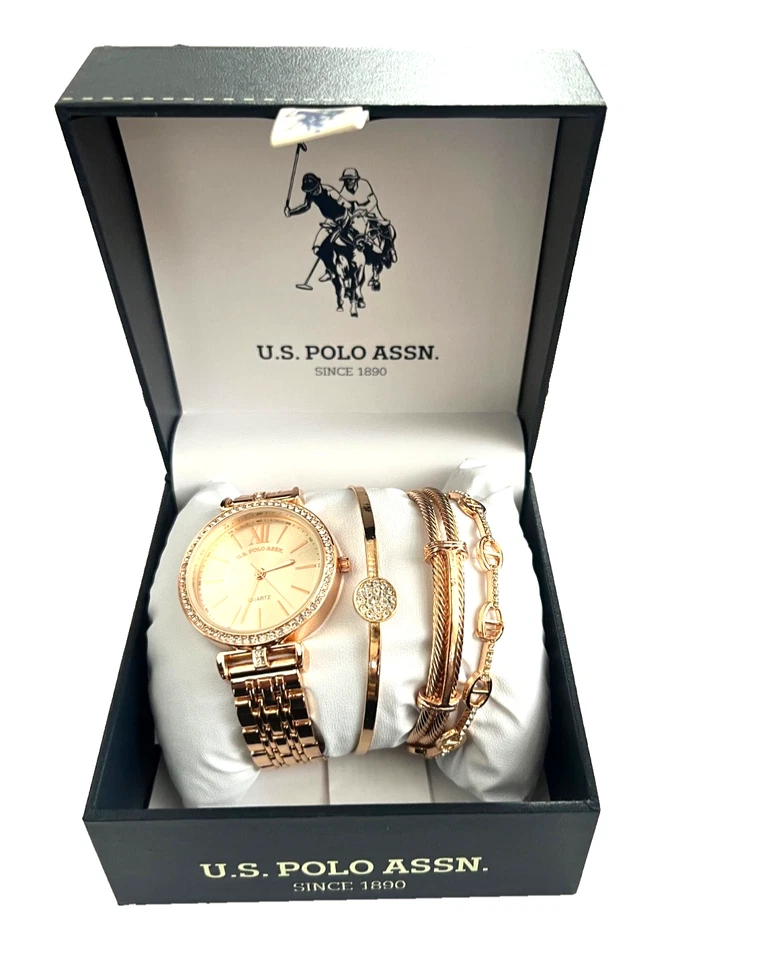 Polo para mujer U.S. Assn. Juego Caja Reloj y Pulseras Oro Rosa Foto 2 de 4