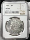 1882-CC $1 Morgan Dollar 90% Silver Carson City NGC MS63 US Coin