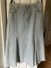 GANNI Denim Peplum Midi Skirt Size 42 (UK Size 14), excellent condition  