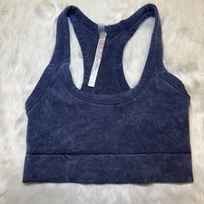 Free People Movement Go To Sports Bra Ribbed Racerback Crop Navy Blue Size M/L