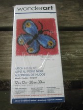 NEW WONDERART Multi Color Butterfly 12" x 12" Pillow Latch Hook Kit Craft