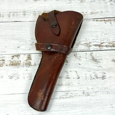 Vintage Red Head Brown Thick Leather Gun Holster Belt-Saddle 205 DB6 Revolver 6”