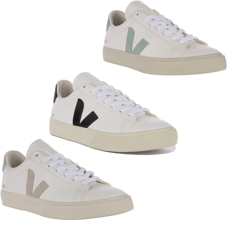 Veja Campo Chromefree Suede Cuir À Lacets Femmes Trainer Blanc Noir EU 36-42 - Photo 1/1
