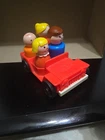 Vintage Fisher Price Little People Red 4 seat Jeep Car Family Of 4 Peoole Jm1