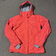 Columbia Jacket Womens S Orange Parka Hooded Omni Heat Nylon Ski Snow Full Zip