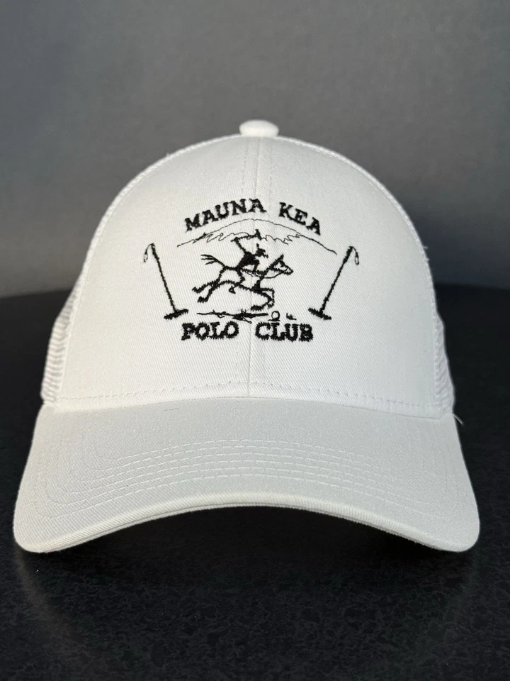 Gorra de béisbol Mauna Kea Polo Club sombrero blanco cierre de gancho y bucle ajustable OSFM Foto 2 de 4
