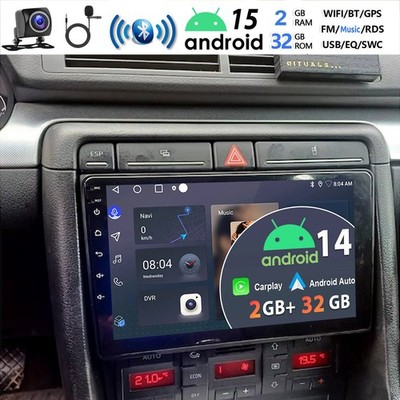 Autoradio 32G Für Audi A4 8E 8H B6 B7 2000-2009 Android 14 Carplay NAVI MIK +KAM