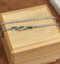 10K White Gold 1.6mm diamond Cut Rope Chain Bracelet Mens Womens 7" 