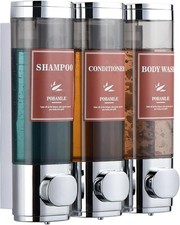 Shampoo and Conditioner Dispenser Wall Mounted Shower Soap Chrome