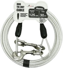30ft Reflective Tie-Out Cable for Heavy Dogs Up to 125 Pounds