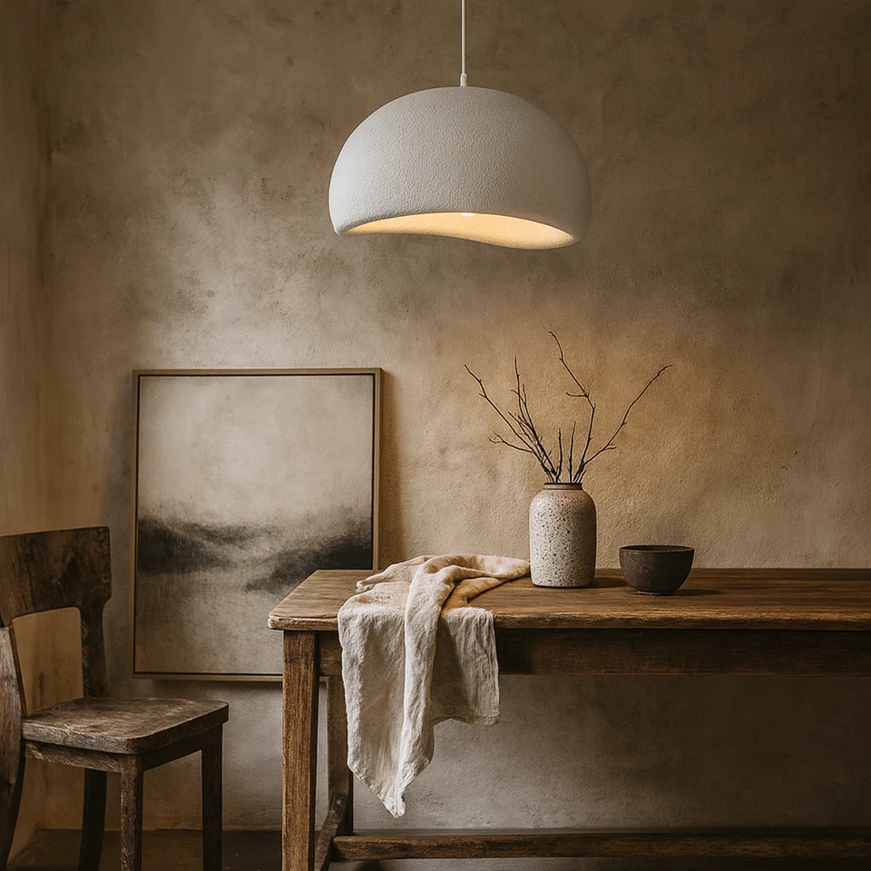 Lampada Sospensione Design Wabi Sabi E27 Ø40/50/60cm | Stile Japandi Interni - Immagine 2 di 4