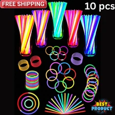 Glow Sticks Bracelets 8" Bright Glow Sticks Glow-In-The-Dark Light-Up Party Pack