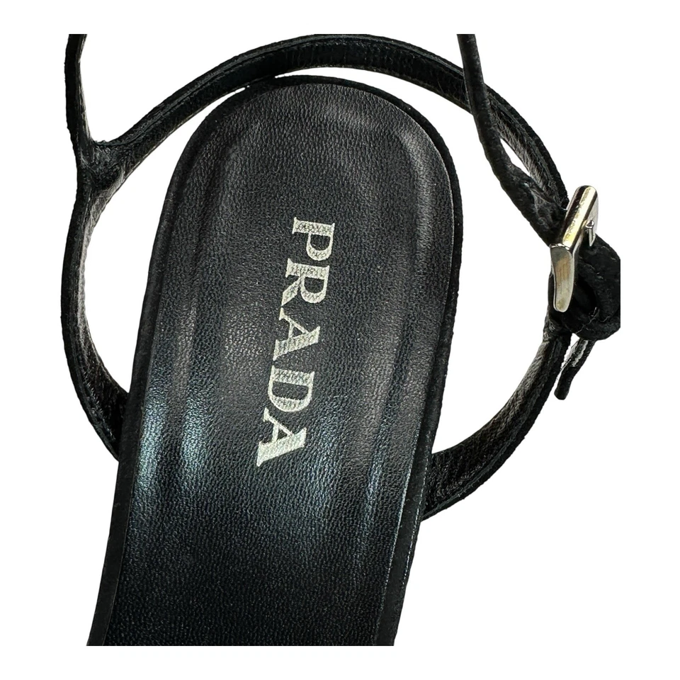 PRADA Alpargata de Gamuza Negra Plataforma Eslinga Mimbre Tacones de Cuña 38.5/8 EE. UU. Foto 4 de 4