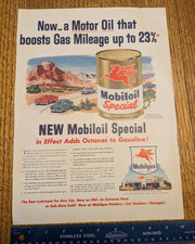 1954-Vintage Magazine Ad MOBIL New Mobiloil Special Motor Oil - Kellogg's Cereal