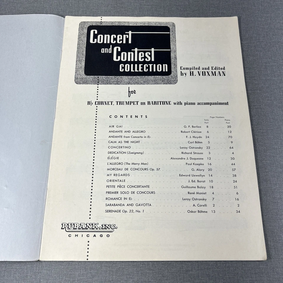Rubank Concert and Contest Collection  ~ Bb Cornet Trumpet Baritone Voxman - Image 3 of 4