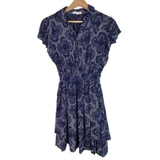 C&C California Women's Size S Navy Blue Smocked Waist Tiered Mini Dress