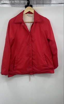 #ad Sears Windbreaker Button Jacket Men#x27;s Medium Red Vintage $24.99