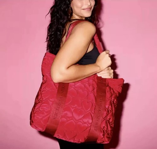 VIctoria's Secret Quilted Hearts Puffer Tote Bag Weekender Valentines Day 2025