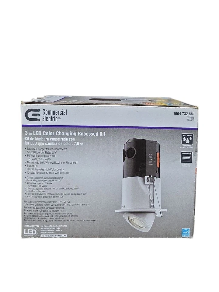 Eléctrico comercial 3 pulgadas LED integrado empotrado blanco blanco 2700K - 5000K Foto 3 de 4