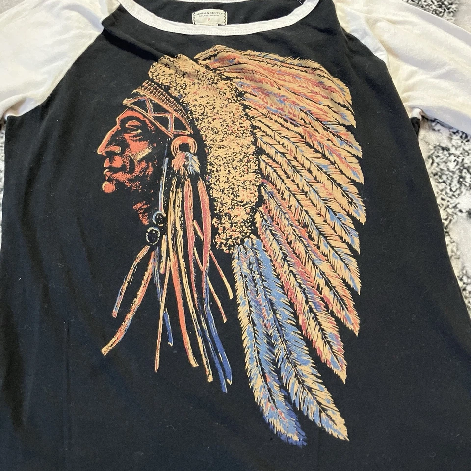 Camisa Ralph Lauren Denim Supply para mujer talla S negra camiseta de béisbol nativa americana Foto 2 de 4