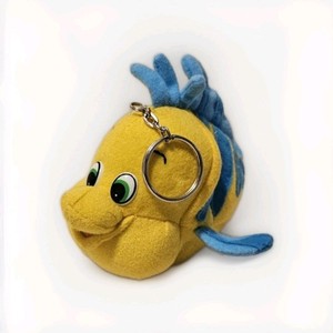 Disney Flounder Plush Keychain The Little Mermaid 3.75" Tall Rare Bean Bottom