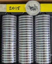 🐐 GEM BU 2015 AUSTRALIA 1 OZ OUNCE SILVER LUNAR YEAR OF THE GOAT - SERIES II