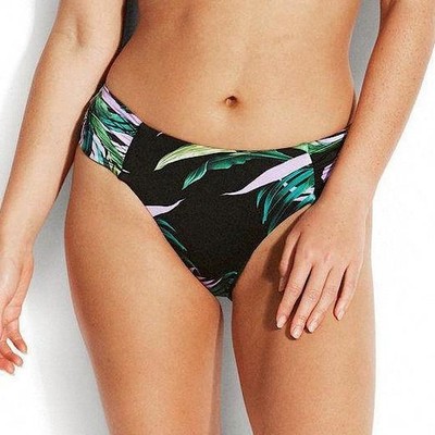 Seafolly Las Palmas Ruched Side Hipster US 10/AUS 14 *Black* NEW!
