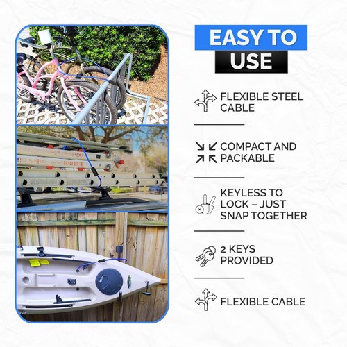 Weatherproof Security Cable Lock with Keys (5ft to 25ft Lengths) Anti-Theft f... - Picture 6 of 9
