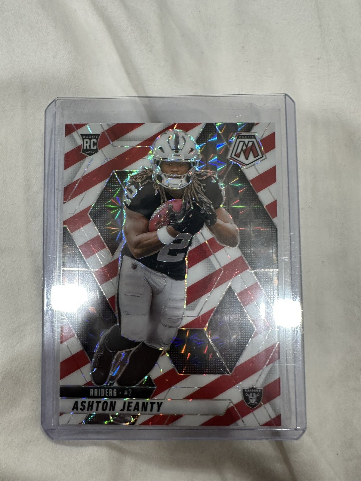 Ashton Jeanty RC 2025 Panini Mosaic Red and White Stripe #345 Raiders
