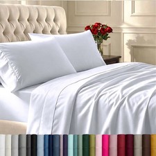 White Queen Sheet Set - 100 Cotton Sheets Sateen Weave 400 Thread