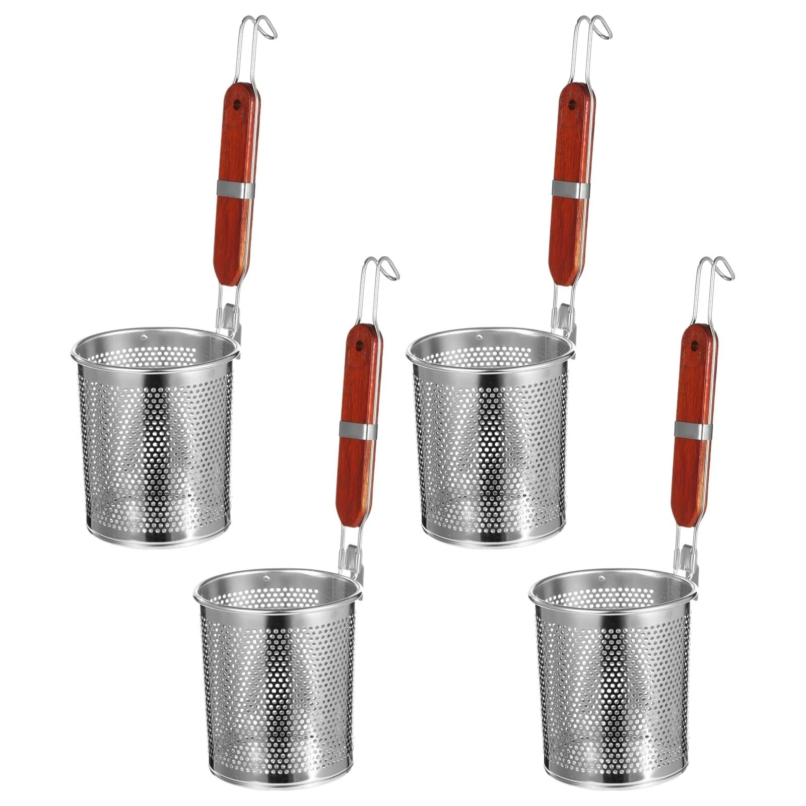 Stainless Steel Pasta Strainer 4 Pcs, Noodle Dumpling Strainers, Blanching Ba...