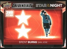 2021-22 Upper Deck Credentials 2nd Star of the Night #2S8 Brent Burns - HKY