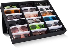Juvale 18 Slot Sunglass Organizer, Display Case Storage for Women and Men,... 