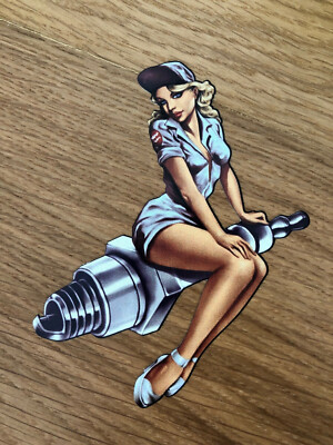 Pin Up Spark Plug Sticker Speedshop Girls Ladies V8 Oil Oldschool Pu053