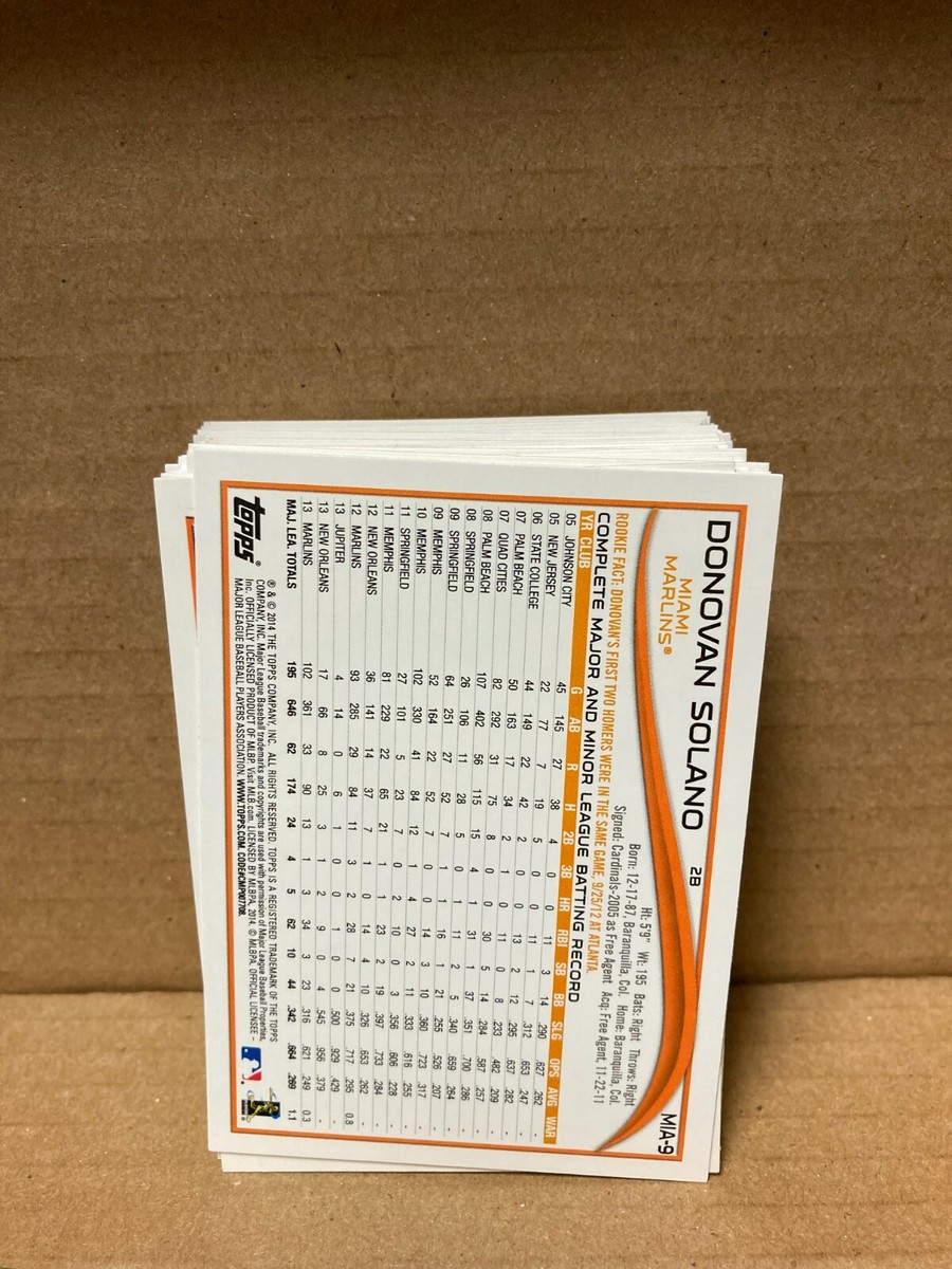 Lot of 50 2014 Topps Donovan Solano #MIA-9 Only Donovan Solano Marlins Cards