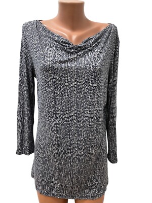 WEEKEND MAX MARA Gr. L / XL Bluse Top Tunika Jersey Stretch Blau Weiß Grau