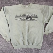 Men's Vintage 90's Hanes Alaska Grizzly Bear Mint Green Crewneck Sweatshirt Sz M